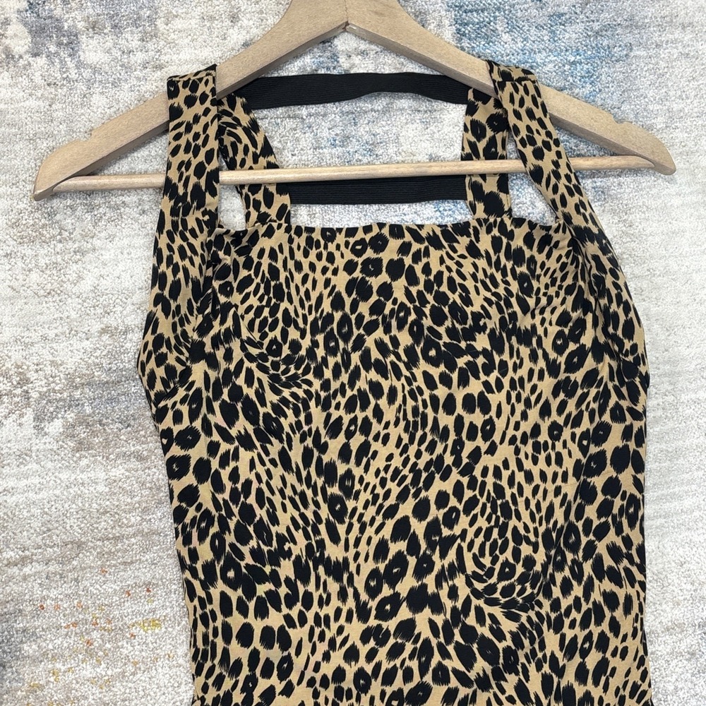 Vintage Y2K Charlotte Russe Leopard Mini Dress Small Halter Bodycon Maximalist